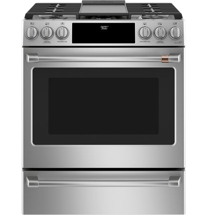 CAFE C2S900P2MS1 Cafe 30"" Slide-in Front Control Dual-fuel Convection Range WI...