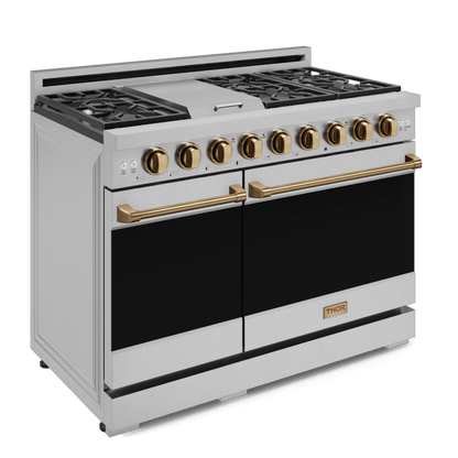 THOR KITCHEN RSG48ELPBRZ 48 Inch Professional Lp Range With Tilt Panel Touch Control In STAI...