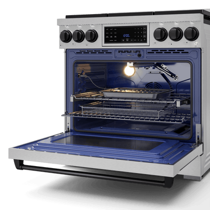 THOR KITCHEN RSG36BLK 36 Inch Professional Gas Range With Tilt Panel Touch Control In STA...