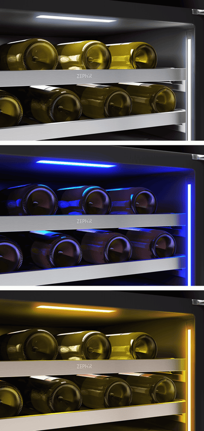 ZEPHYR PRPW24C02CG Presrv Pro Wine Cooler, 24in Under Cabinet, Ss+glass, Reverse Door, ...