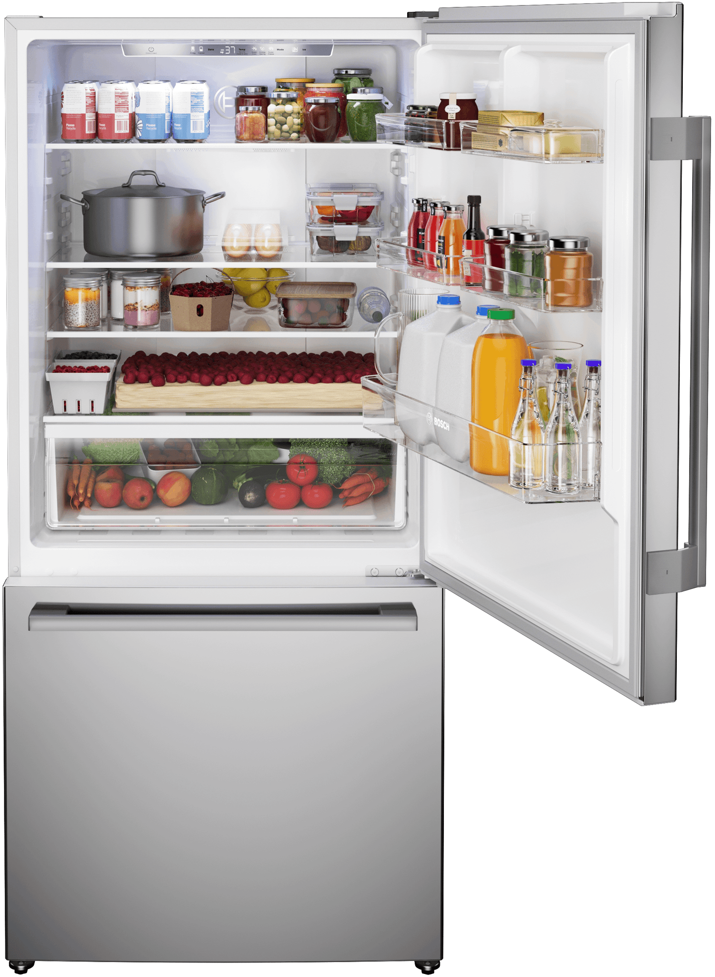 BOSCH B33CM10SNS 100 Series, Free-standing Fridge-freezer With Freezer At Bottom, BR...