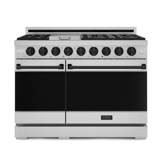 THOR KITCHEN RSG48ELPBLK 48 Inch Professional Lp Range With Tilt Panel Touch Control In STAI...