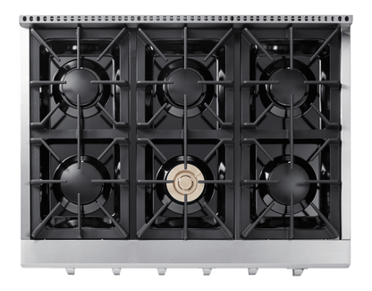 THOR KITCHEN HRT3618ULP 36 Inch Professional Gas Rangetop In Stainless Steel - Liquid Propane