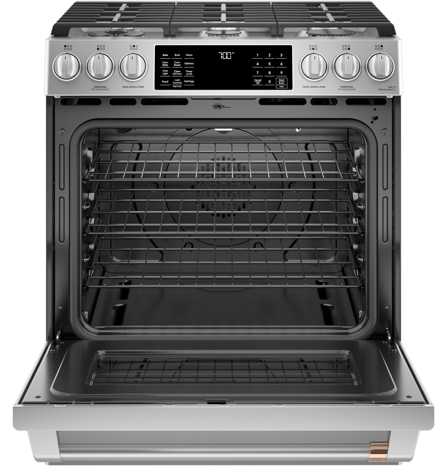 CAFE CGS700P2MS1 Cafe 30"" Slide-in Front Control Gas Oven With Convection Range