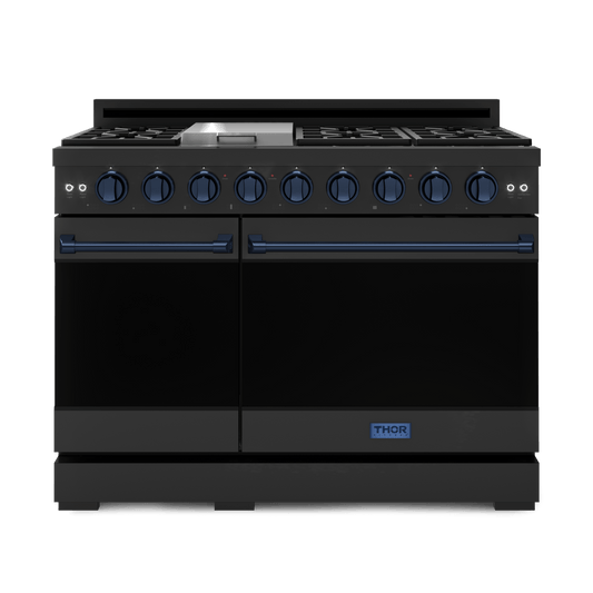 THOR KITCHEN RSG48EBLPBLU 48 Inch Professional Lp Range With Tilt Panel Touch Control In BLAC...