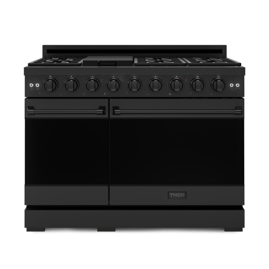 THOR KITCHEN RSG48EB 48 Inch Professional Gas Range With Tilt Panel Touch Control In BLA...