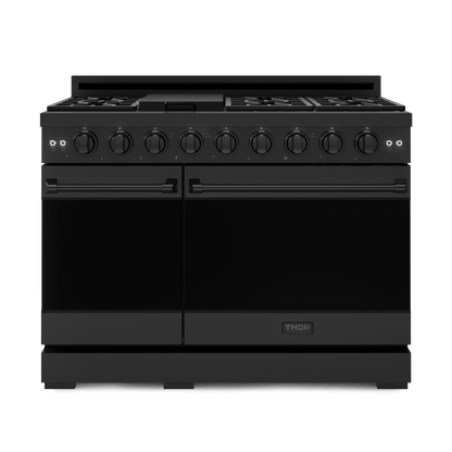 THOR KITCHEN RSG48EBLP 48 Inch Professional Lp Range With Tilt Panel Touch Control In BLAC...