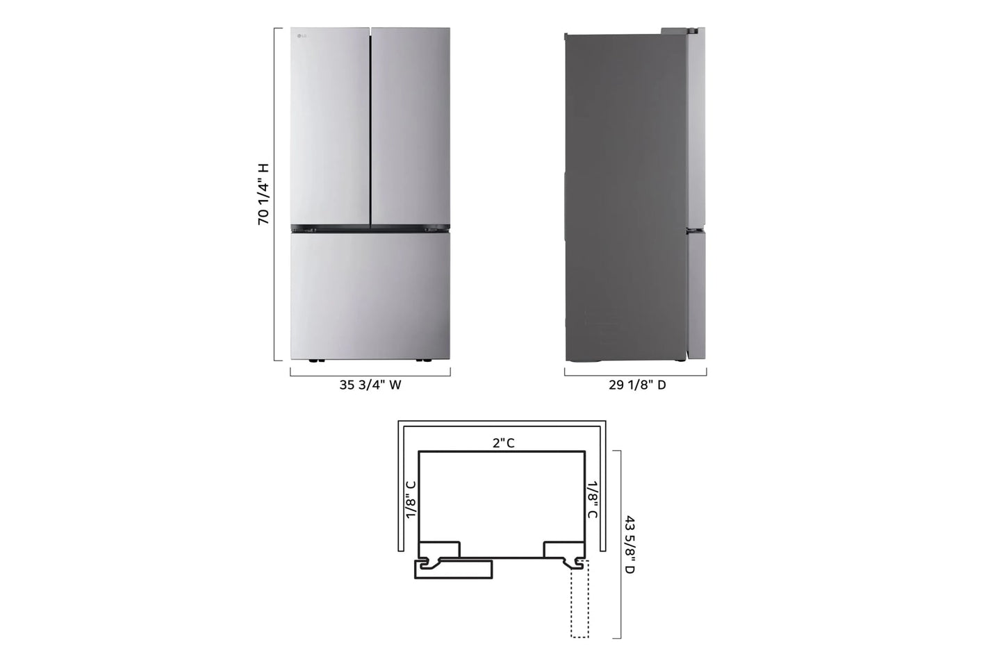 LG LRFLC2716S LG 27 Cu. Ft. Smart Counter-depth Max French Door Refrigerator