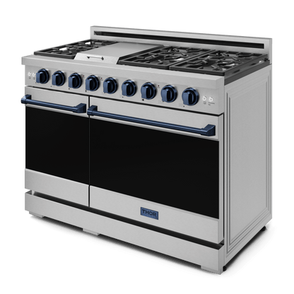 THOR KITCHEN RSG48ELPBLU 48 Inch Professional Lp Range With Tilt Panel Touch Control In STAI...