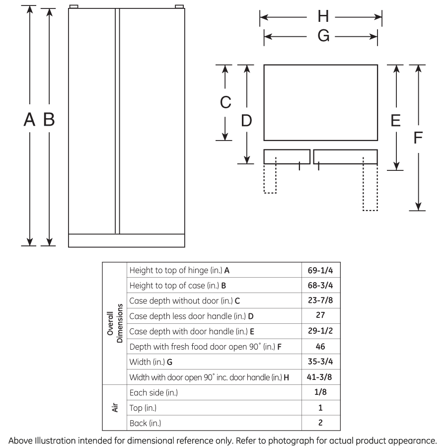 GE APPLIANCES GZS22DGJBB Ge 21.9 Cu. Ft. Counter-depth Side-by-side Refrigerator