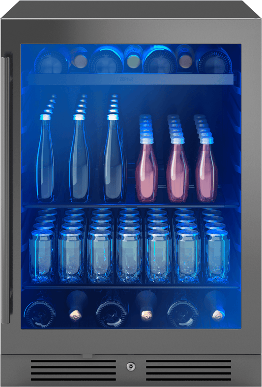 ZEPHYR PRB24C01CBSG Zephyr 24"" Black Stainless Single Zone Beverage Cooler