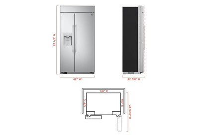 LG SRSXB2622S LG Studio 26 Cu. Ft. Smart Side-by-side Built-in Refrigerator With ...