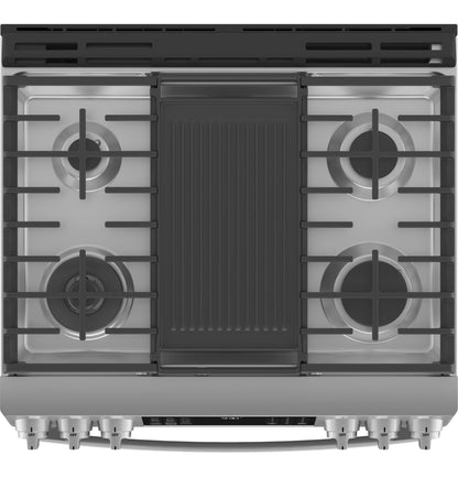 GE APPLIANCES PGS930YPFS GE Profile 30"" Smart Slide-in Front-control Gas Fingerprint RES...