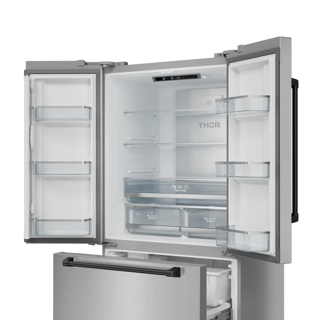 THOR KITCHEN RF3621CTD99BLK 36 Inch 20.3 Cu Ft French Door Counter Depth Refrigerator With Ice ...