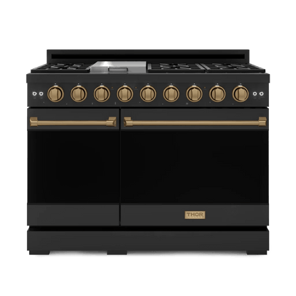 THOR KITCHEN RSG48EBLPBRZ 48 Inch Professional Lp Range With Tilt Panel Touch Control In BLAC...
