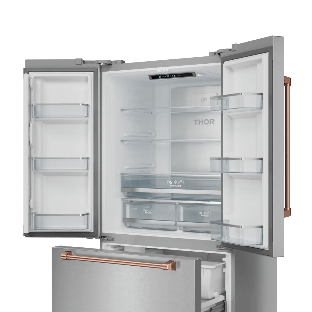 THOR KITCHEN RF3621CTD99RSG 36 Inch 20.3 Cu Ft French Door Counter Depth Refrigerator With Ice ...