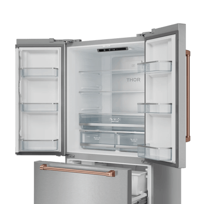 THOR KITCHEN RF3621CTD99RSG 36 Inch 20.3 Cu Ft French Door Counter Depth Refrigerator With Ice ...