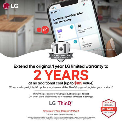LG WT7150CW 5.0 Cu. Ft. MEGA Capacity Top Load Washer With Turbodrum TECHNO...