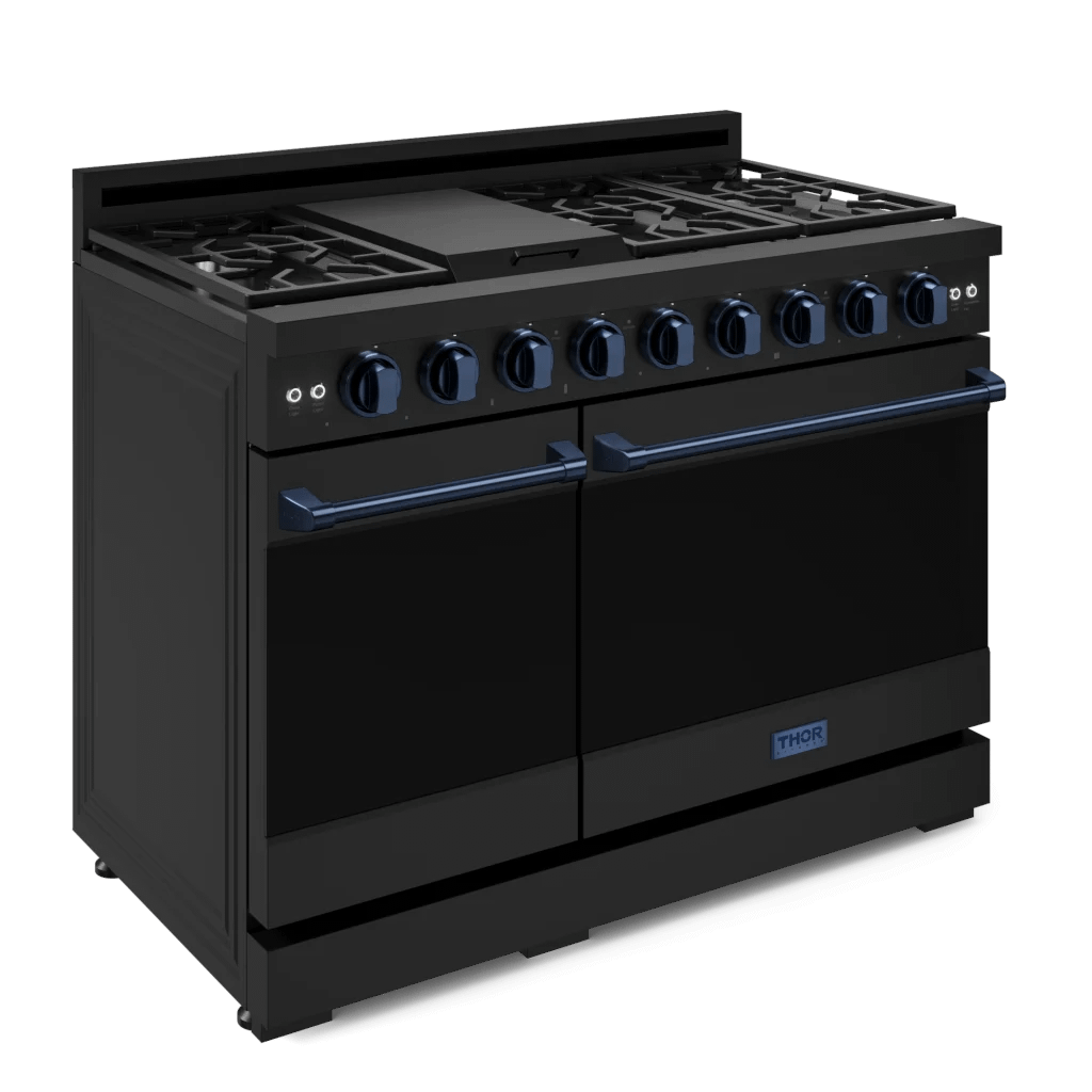 THOR KITCHEN RSG48EBBLU 48 Inch Professional Gas Range With Tilt Panel Touch Control In BLA...