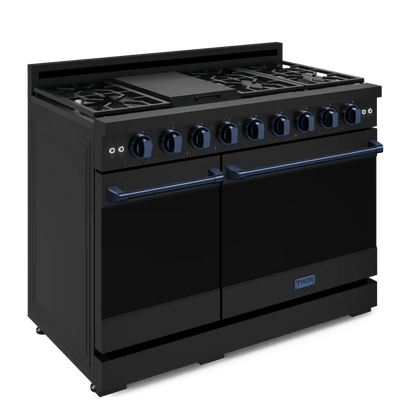 THOR KITCHEN RSG48EBBLU 48 Inch Professional Gas Range With Tilt Panel Touch Control In BLA...