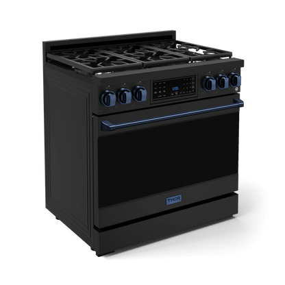 THOR KITCHEN RSG36BBLU 36 Inch Professional Gas Range With Tilt Panel Touch Control In STA...