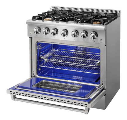 THOR KITCHEN HRG3618ULP 36 Inch Professional Gas Range In Stainless Steel - Liquid Propane