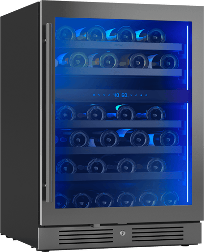 ZEPHYR PRW24C02CBSG Zephyr 24"" Black Stainless Dual Zone Wine Cooler
