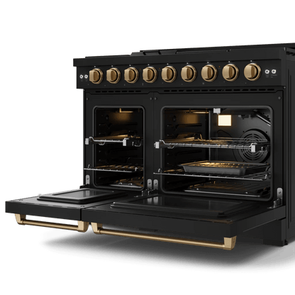 THOR KITCHEN RSG48EBLPBRZ 48 Inch Professional Lp Range With Tilt Panel Touch Control In BLAC...