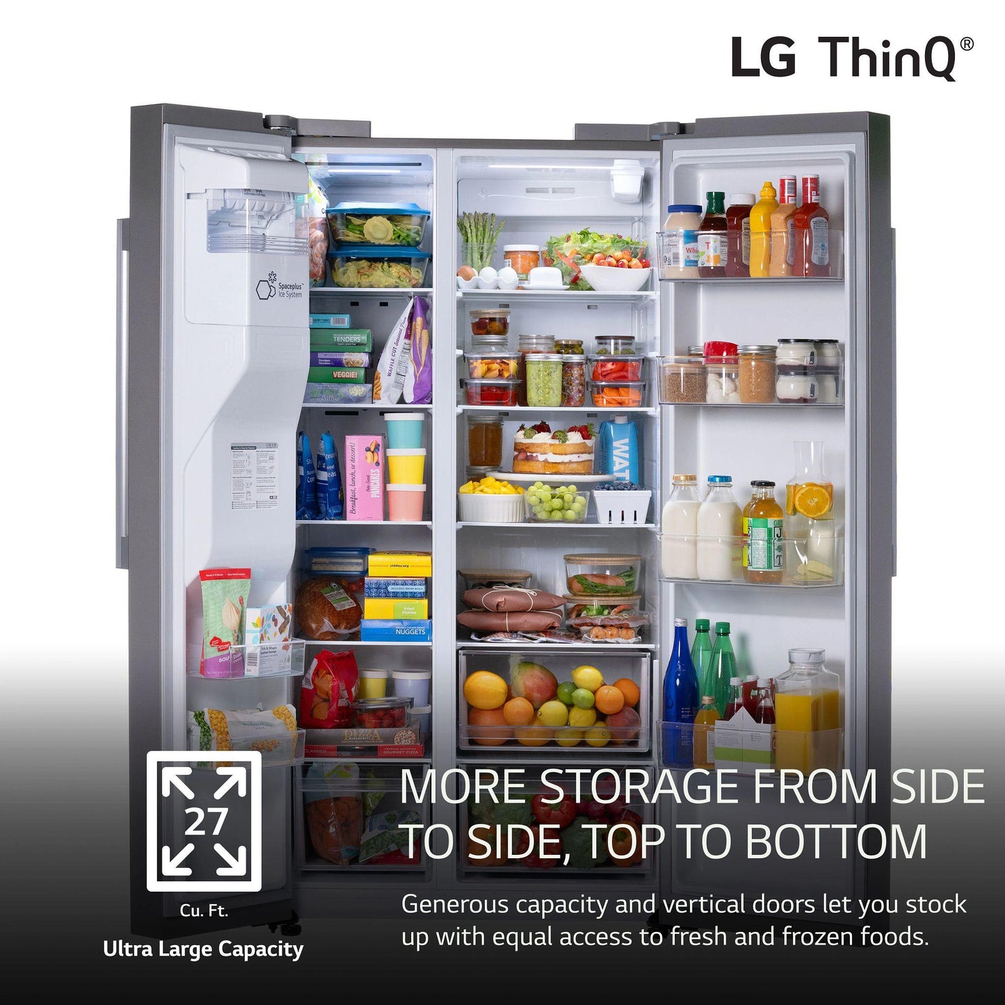 LG LS27T3230S 27 Cu. Ft. Standard-depth, Side-by-side Refrigerator, With Ice and ...