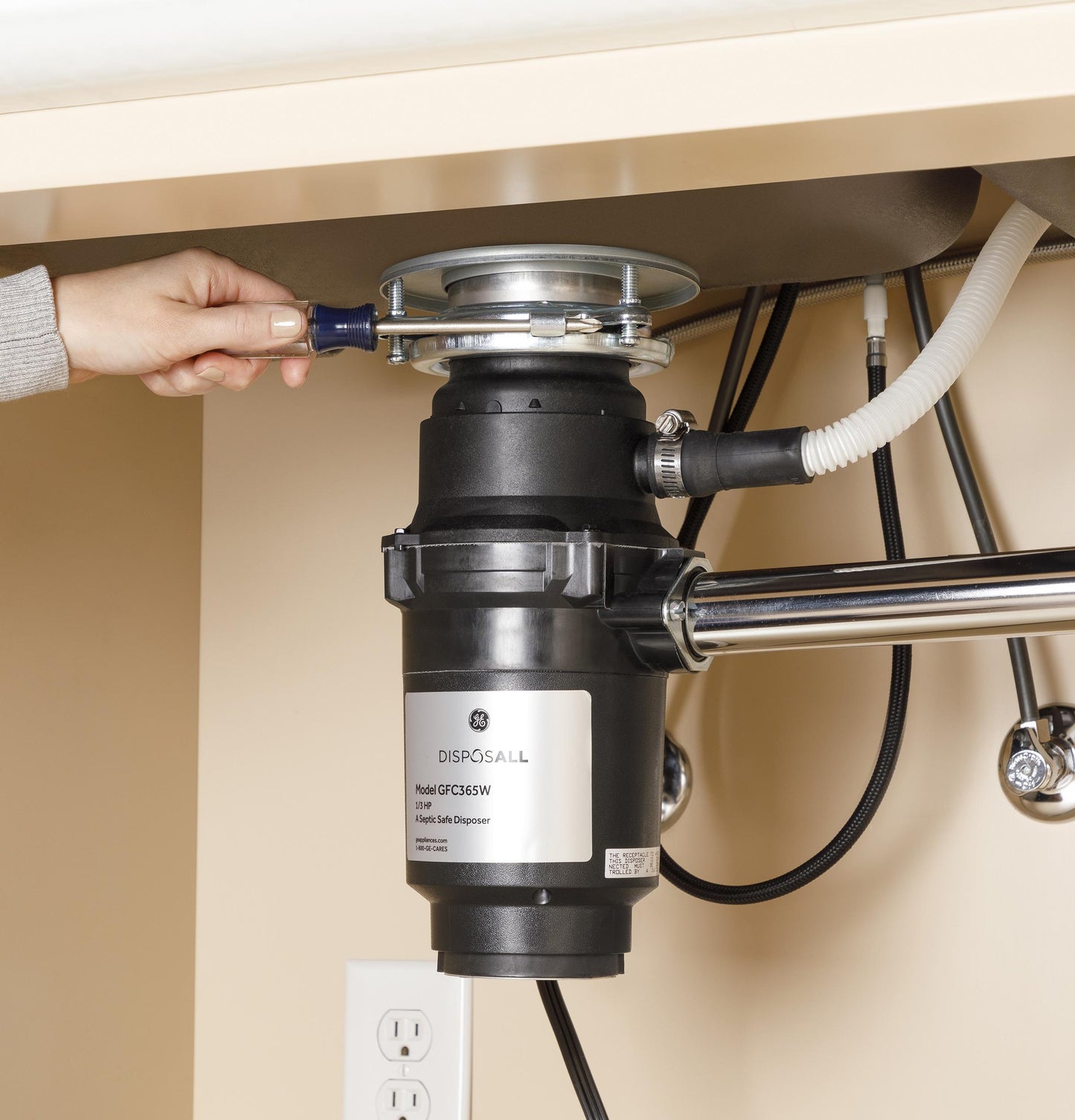 GE APPLIANCES GFC365W GE Disposall 1/3 HP Continuous Feed Garbage Disposer - Corded