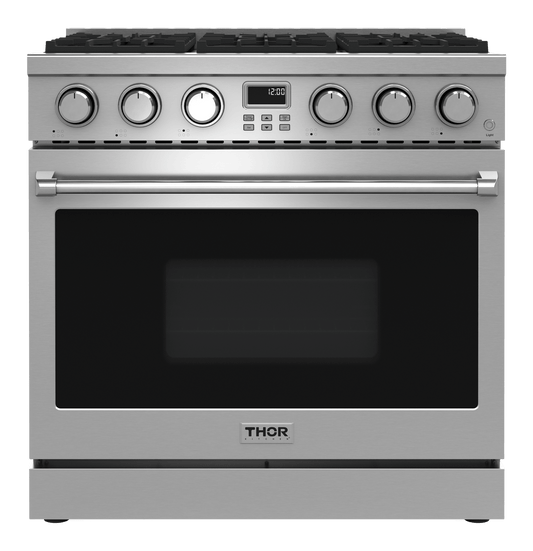 THOR KITCHEN ARG36LP 36 Inch Contemporary Professional Gas Range In Stainless Steel - LI...