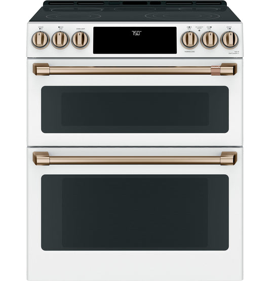 CAFE CES750P4MW2 Cafe 30"" Slide-in Front Control Radiant and Convection DOUBLE...