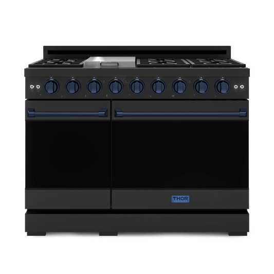 THOR KITCHEN RSG48EBBLU 48 Inch Professional Gas Range With Tilt Panel Touch Control In BLA...