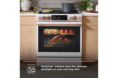 LG LSIS6338NE LG Studio 6.3 Cu. Ft. Instaview Induction Slide-in Range With AI...