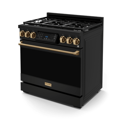 THOR KITCHEN RSG36BBRZ 36 Inch Professional Gas Range With Tilt Panel Touch Control In BLA...