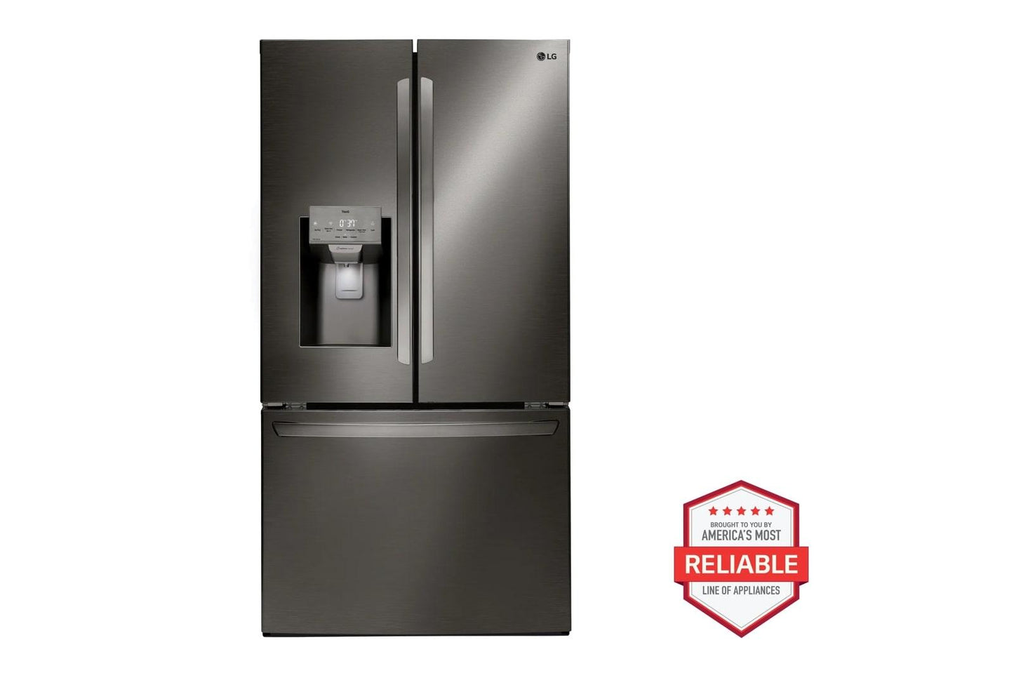 LG LRFS28XBD 28 CU.FT 3 Door French Door, Standard Depth, Ice and Water With SIN...
