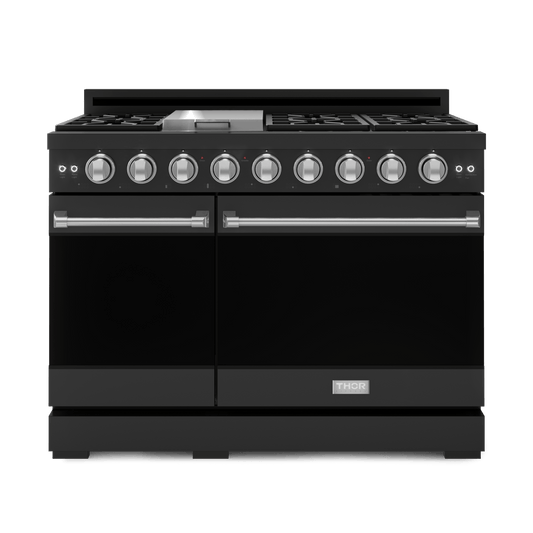 THOR KITCHEN RSG48EBLPSS 48 Inch Professional Lp Range With Tilt Panel Touch Control In BLAC...