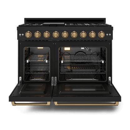 THOR KITCHEN RSG48EBLPBRZ 48 Inch Professional Lp Range With Tilt Panel Touch Control In BLAC...