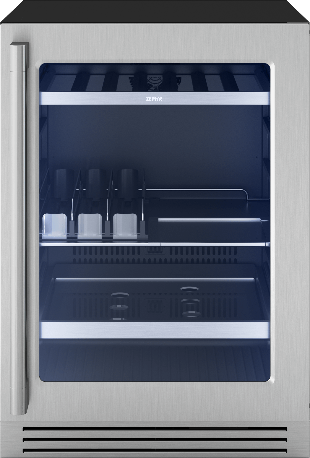 ZEPHYR PRPB24C01CG Presrv Pro Beverage Cooler, 24in Under Cabinet, Ss+glass, Reverse D...