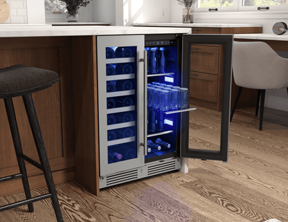 ZEPHYR PRWB24C32CG Zephyr 24"" French Door Dual Zone Wine & Beverage Cooler
