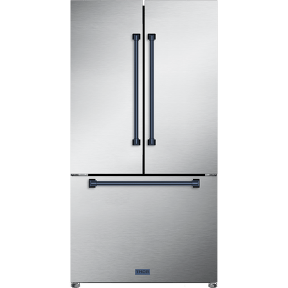 THOR KITCHEN RF3621CTD99BLU 36 Inch 20.3 Cu Ft French Door Counter Depth Refrigerator With Ice ...