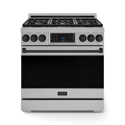 THOR KITCHEN RSG36BLK 36 Inch Professional Gas Range With Tilt Panel Touch Control In STA...