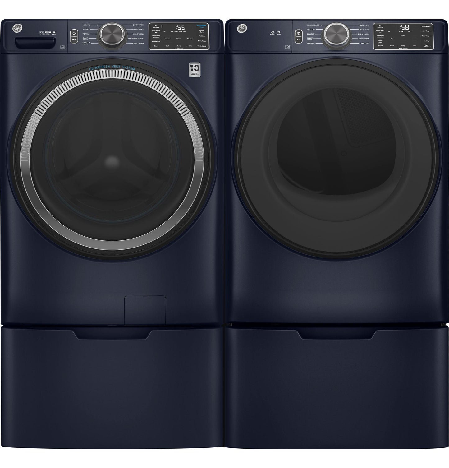 GE APPLIANCES GFD55GSPRRS Ge 7.8 Cu. Ft. Capacity Smart Front Load Gas Dryer With SANITIZE...