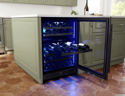 ZEPHYR PRW24C02CBSG Zephyr 24"" Black Stainless Dual Zone Wine Cooler