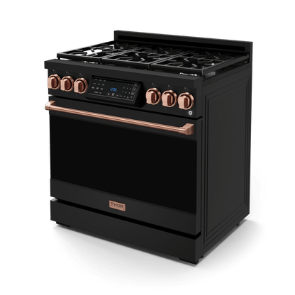 THOR KITCHEN RSG36BRSG 36 Inch Professional Gas Range With Tilt Panel Touch Control In BLA...