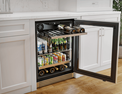 ZEPHYR PRPB24C01CG Presrv Pro Beverage Cooler, 24in Under Cabinet, Ss+glass, Reverse D...