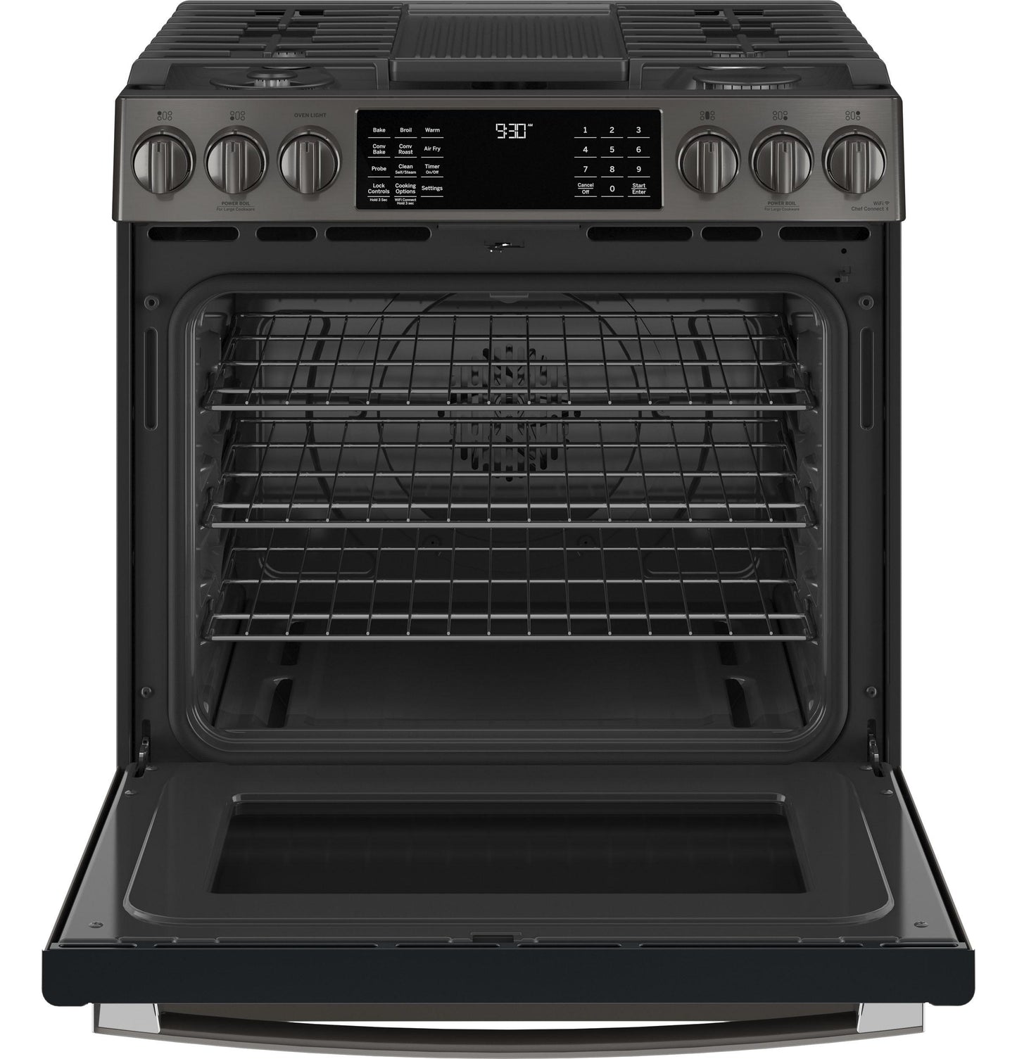 GE APPLIANCES PGS930BPTS GE Profile 30"" Smart Slide-in Front-control Gas Range With Air Fry