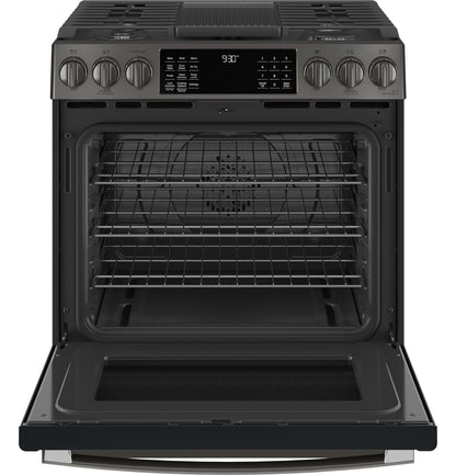 GE APPLIANCES PGS930BPTS GE Profile 30"" Smart Slide-in Front-control Gas Range With Air Fry