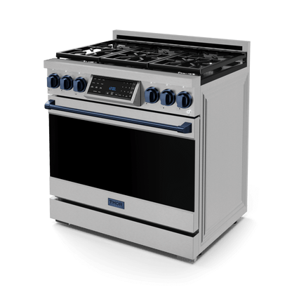 THOR KITCHEN RSG36BLU 36 Inch Professional Gas Range With Tilt Panel Touch Control In STA...
