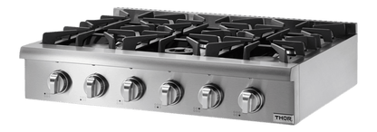 THOR KITCHEN HRT3618ULP 36 Inch Professional Gas Rangetop In Stainless Steel - Liquid Propane